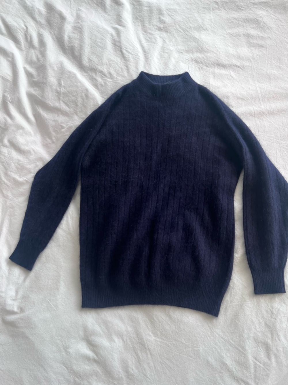 Women’s Navy Ribbed Crewneck Sweater